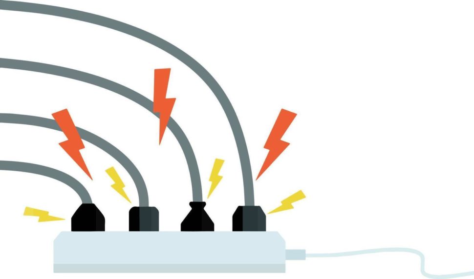 Houston Electrical Emergency, Emergency Electrician. Sparking outlets on power strip.